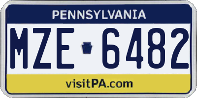 PA license plate MZE6482
