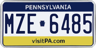 PA license plate MZE6485