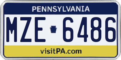 PA license plate MZE6486