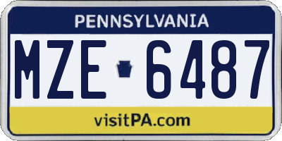 PA license plate MZE6487
