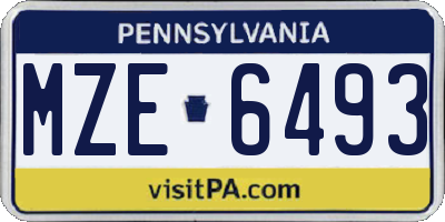 PA license plate MZE6493