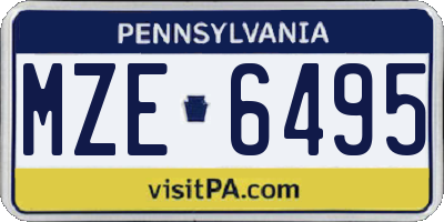 PA license plate MZE6495