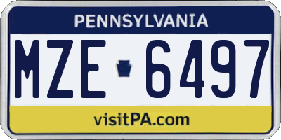 PA license plate MZE6497