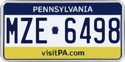 PA license plate MZE6498
