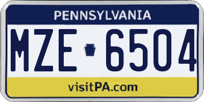 PA license plate MZE6504