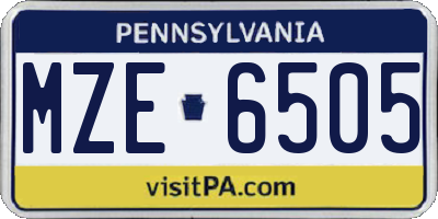 PA license plate MZE6505
