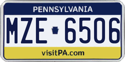 PA license plate MZE6506