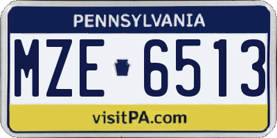 PA license plate MZE6513