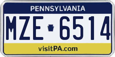 PA license plate MZE6514
