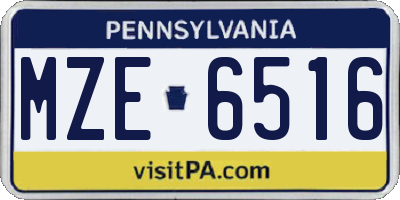 PA license plate MZE6516