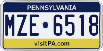 PA license plate MZE6518