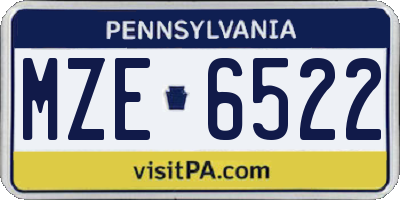 PA license plate MZE6522