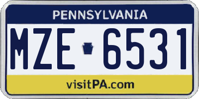 PA license plate MZE6531