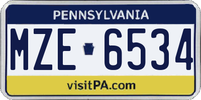 PA license plate MZE6534