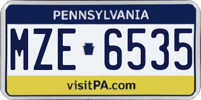 PA license plate MZE6535