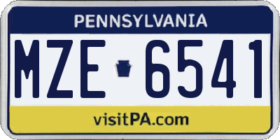 PA license plate MZE6541
