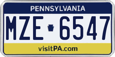 PA license plate MZE6547