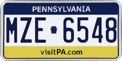 PA license plate MZE6548