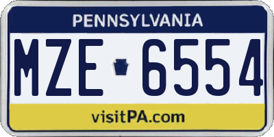 PA license plate MZE6554