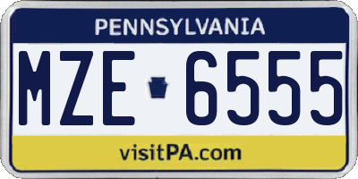 PA license plate MZE6555