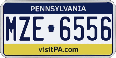 PA license plate MZE6556