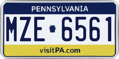 PA license plate MZE6561