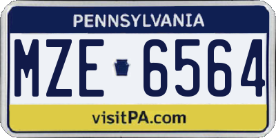 PA license plate MZE6564