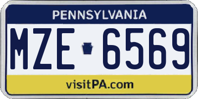 PA license plate MZE6569