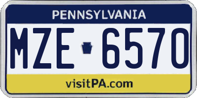 PA license plate MZE6570