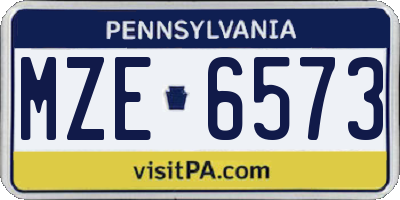 PA license plate MZE6573