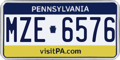 PA license plate MZE6576