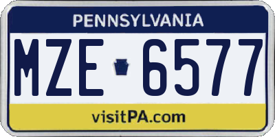 PA license plate MZE6577