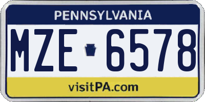 PA license plate MZE6578