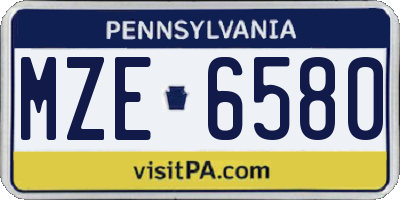PA license plate MZE6580
