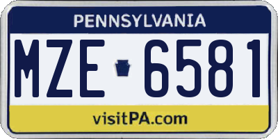 PA license plate MZE6581