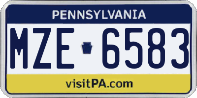 PA license plate MZE6583