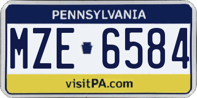 PA license plate MZE6584