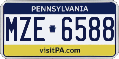 PA license plate MZE6588