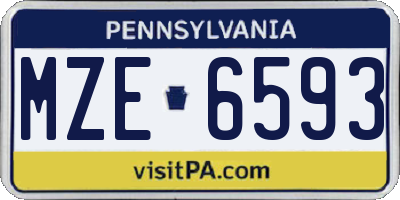 PA license plate MZE6593