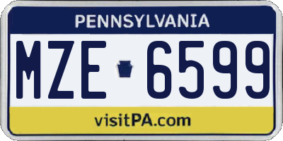PA license plate MZE6599