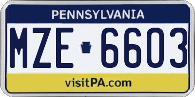 PA license plate MZE6603