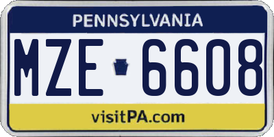 PA license plate MZE6608