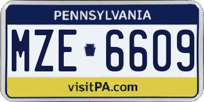 PA license plate MZE6609