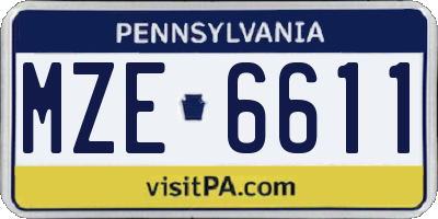 PA license plate MZE6611