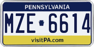 PA license plate MZE6614