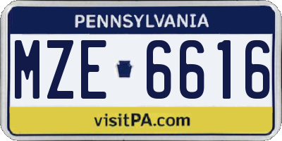 PA license plate MZE6616