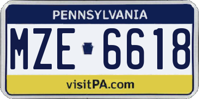 PA license plate MZE6618