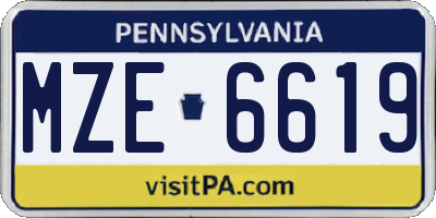 PA license plate MZE6619