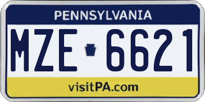 PA license plate MZE6621