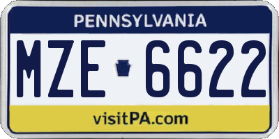 PA license plate MZE6622